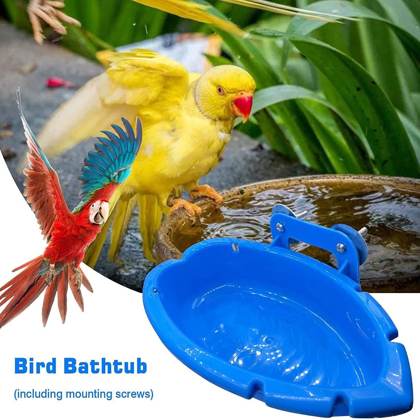 Bird Bathtub Bird Feeder Small Tub Bowl Conure Bath Tub Pet Bath Tub Bird Food Cockatiel Bird Feeding Tray Parrot Shower Tub Toy Parrot Budgie Tiger Skin Parrot Bird Plastic