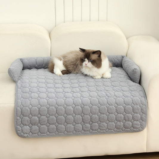 Corduroy Pet Dog Cat Bed Blanket Mat With Neck Pillow Thicken Soft Dog Bed Pad Calming Nest Couch Sofa Bed For Home Car Outdoor