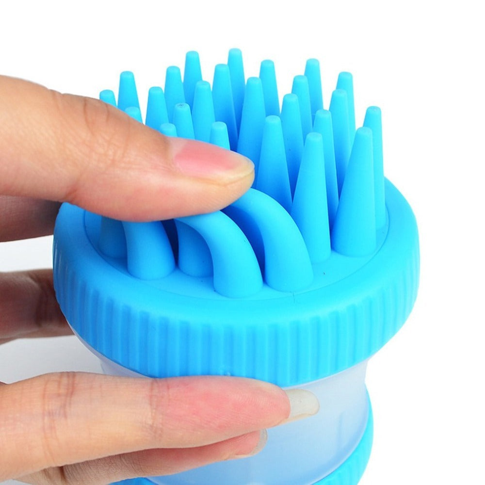 Practical Design Multifunctional Pets Scrub Buster Soft Silicone Dog Washing Brush Built-in Shampoo Reservoir