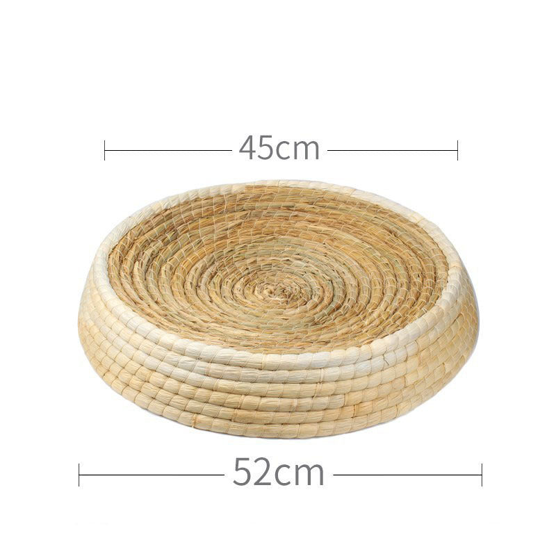 Alppq Cat Nest Pet Cat Handmade Grass Weaving Mat Four Seasons Universal Both Sides Available Rice Cat Mat Woven Cat Litter Easy To Clean Pet Cave Deluxe Pet Bed Round Pet Bed Comfort Bed