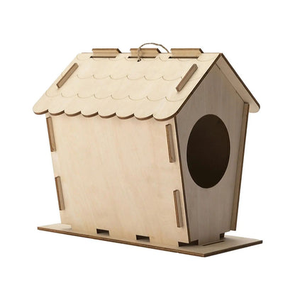 Bird House Yard Gift Shelter Outdoor Unfinished Bird Nest Wooden Nesting Box