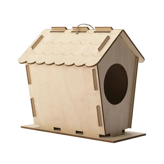 Bird House Yard Gift Shelter Outdoor Unfinished Bird Nest Wooden Nesting Box