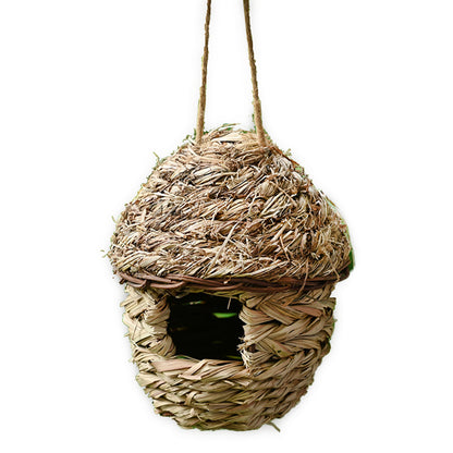 Fdit Handwoven Straw Bird Nest Cage House Hatching Breeding Cave in 3 Size for Parrot, Canary or Cockatiel or Other Birds