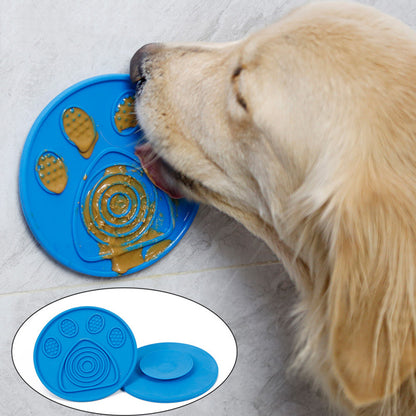 PUFFY PAWS Lick Mat for Pets, Cats, Dogs/Slow Feeder, Anxiety Reducer/Licking Pad Strong Suction for Bathing, Training, Food, Treats. Colors Blue and Gray