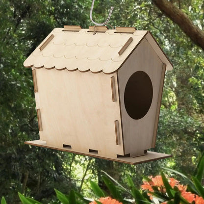 Bird House Yard Gift Shelter Outdoor Unfinished Bird Nest Wooden Nesting Box