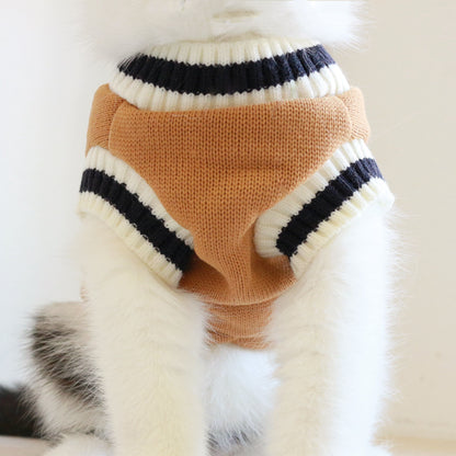 Dog Cat Sweater College Style V-neck knitted Vest Pet Puppy Winter Warm Clothes