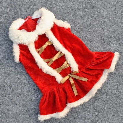 Pet Clothing New Year And Christmas Classic Red Skirt