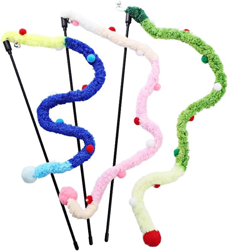 Cat Toys Plush Srtip Cat Wands Interactive Cat Toys Colorful Cat Teaser Wands Interactive Cat Toys For All Breed Sizes