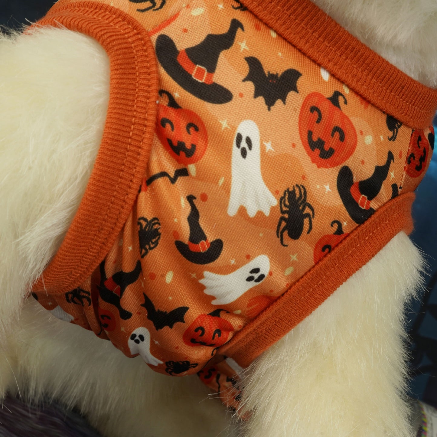 Dog Halloween Costumes Girl Dog Halloween Dress, Halloween Pumpkin Ghost Puppy Stretchy Costumes with Bow Tie Winter Warm Pets Outfits for Festival Party