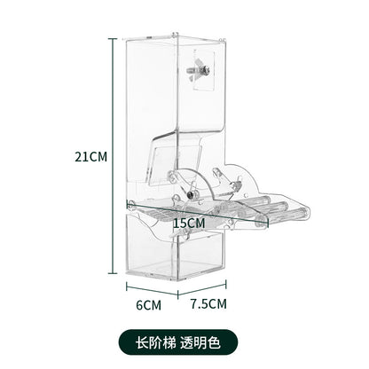 Automatic Bird Feeder Large Capacity Seeds Dispenser with Perch Transparent Bird Feeding Station for Parakeets Cockatiels Budgies Canaries Parrots