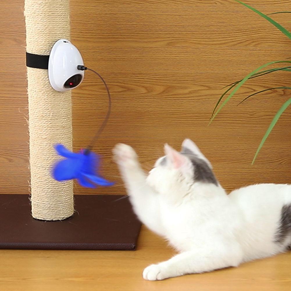 Innovative Alien Out looking Installed Anywhere Electric Cat Feather Toy Cat Laser Toy