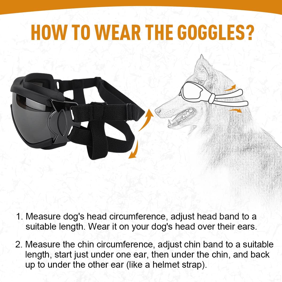 Dog Sunglasses Dog Goggles Medium Large Breed, Dog Glasses Sun Protection Windproof Waterproof Dustproof, Pet Glasses Anti-Broken Anti-Fog with Adjustable Strap for Driving Motorcycle Swimming Surfing