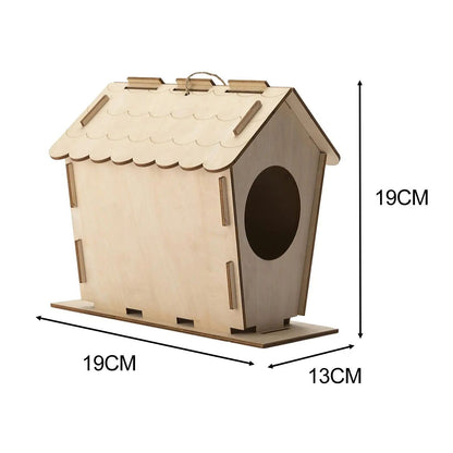 Bird House Yard Gift Shelter Outdoor Unfinished Bird Nest Wooden Nesting Box