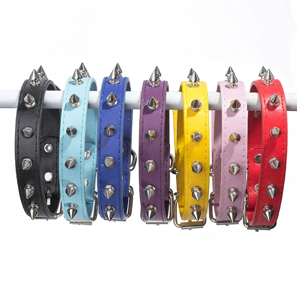 Dog Collars for Small Dogs Spike Rivet Pu Leather Studded Spiked Puppy Collar for Small Breed Pet Boy Dogs Male Cat Chihuahua