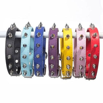 Dog Collars for Small Dogs Spike Rivet Pu Leather Studded Spiked Puppy Collar for Small Breed Pet Boy Dogs Male Cat Chihuahua