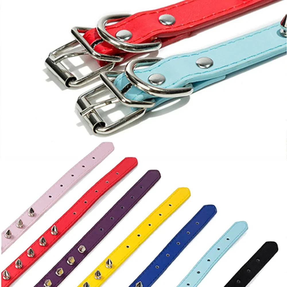 Dog Collars for Small Dogs Spike Rivet Pu Leather Studded Spiked Puppy Collar for Small Breed Pet Boy Dogs Male Cat Chihuahua