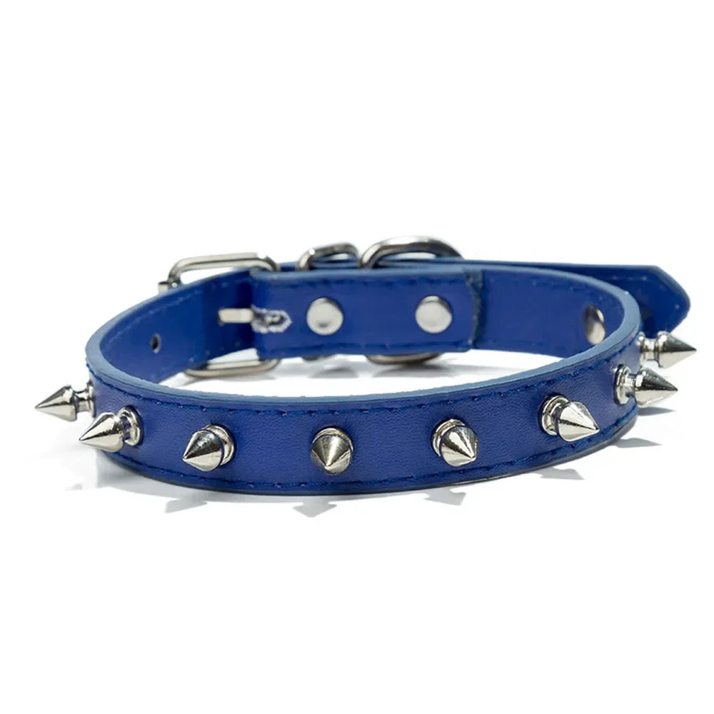 Dog Collars for Small Dogs Spike Rivet Pu Leather Studded Spiked Puppy Collar for Small Breed Pet Boy Dogs Male Cat Chihuahua