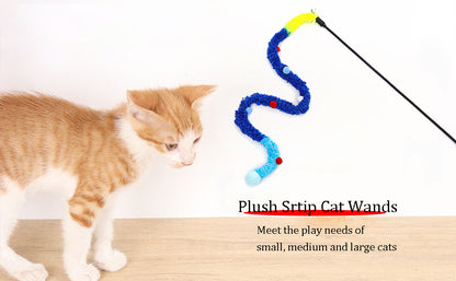 Cat Toys Plush Srtip Cat Wands Interactive Cat Toys Colorful Cat Teaser Wands Interactive Cat Toys For All Breed Sizes