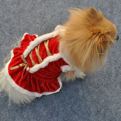 Pet Clothing New Year And Christmas Classic Red Skirt