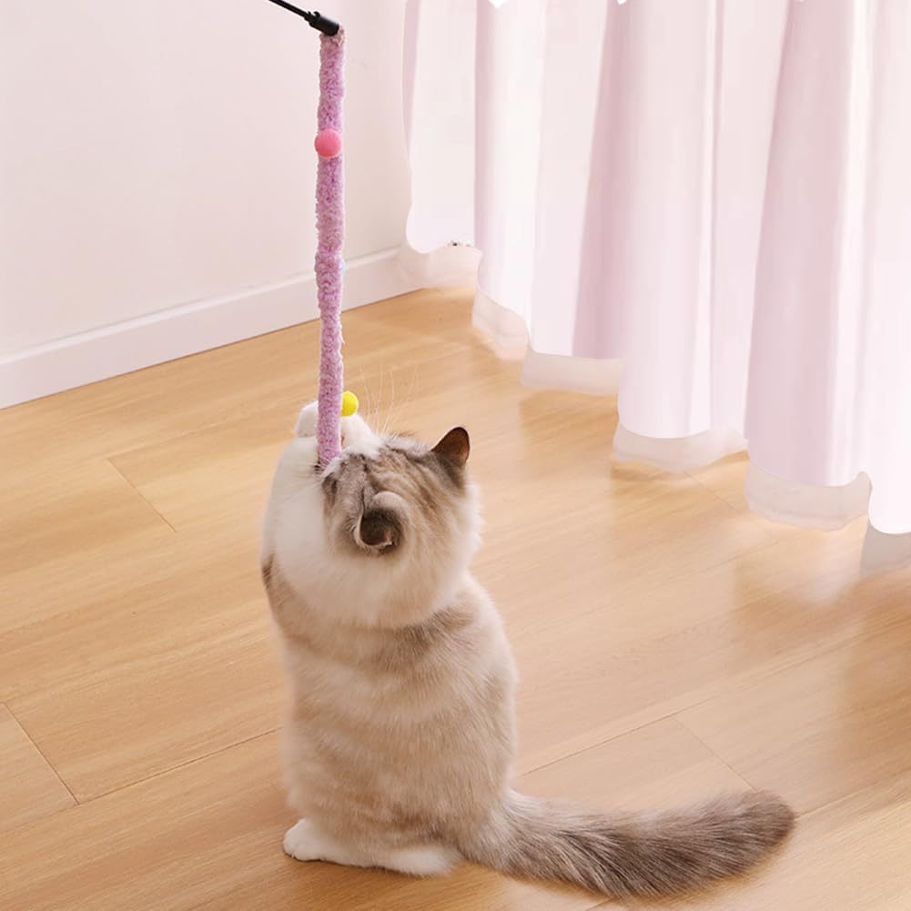 Cat Toys Plush Srtip Cat Wands Interactive Cat Toys Colorful Cat Teaser Wands Interactive Cat Toys For All Breed Sizes