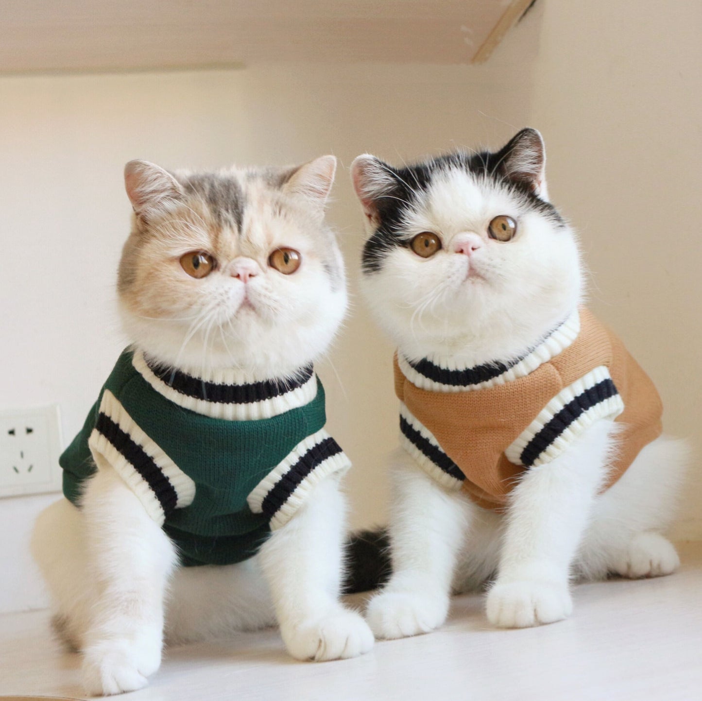 Dog Cat Sweater College Style V-neck knitted Vest Pet Puppy Winter Warm Clothes