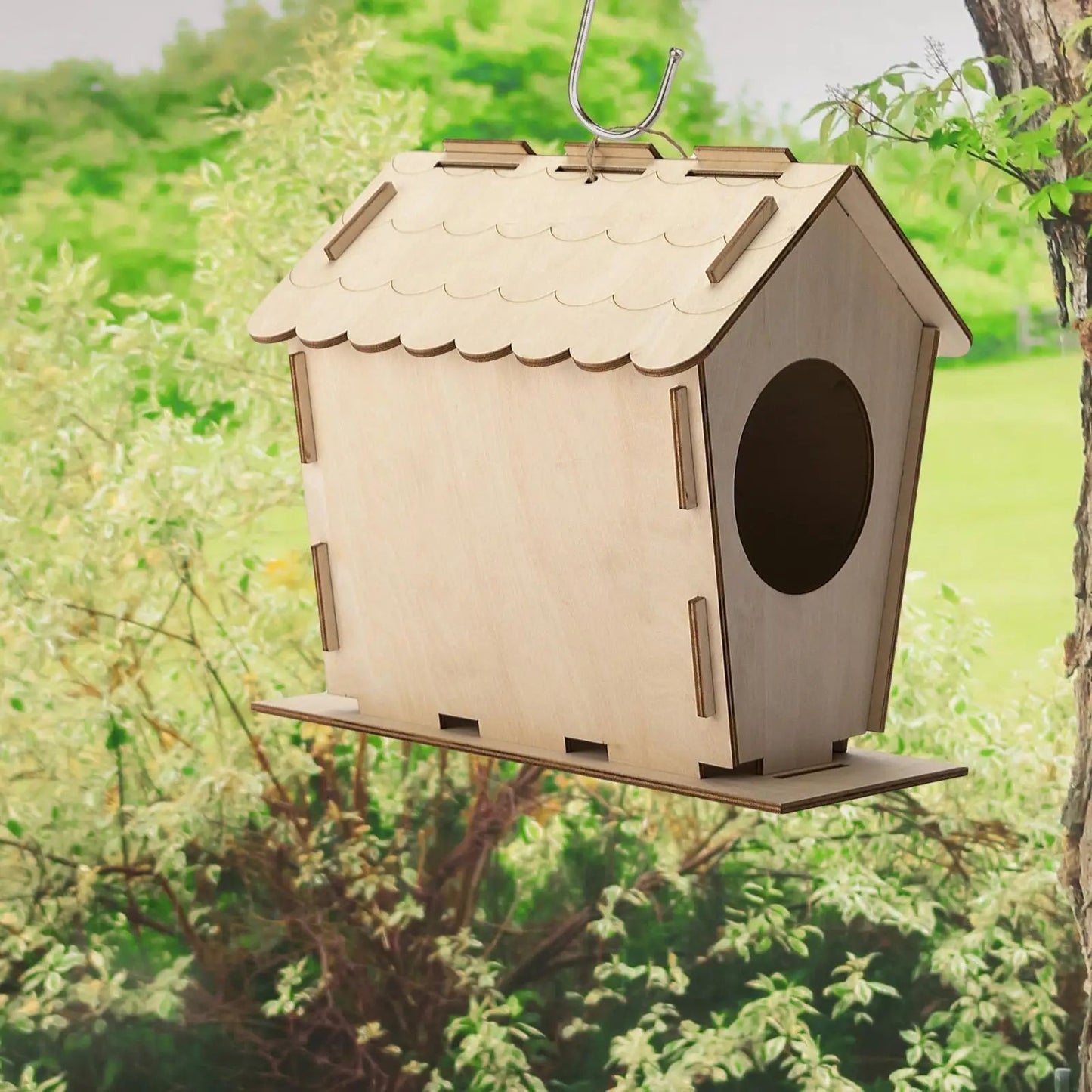 Bird House Yard Gift Shelter Outdoor Unfinished Bird Nest Wooden Nesting Box