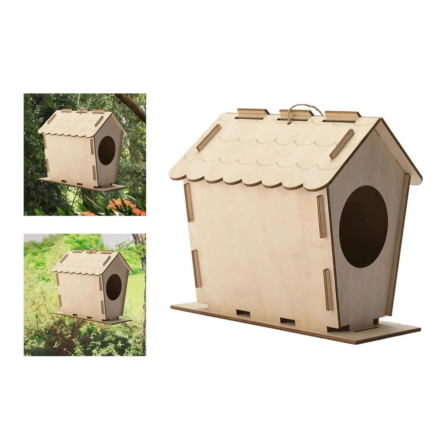 Bird House Yard Gift Shelter Outdoor Unfinished Bird Nest Wooden Nesting Box